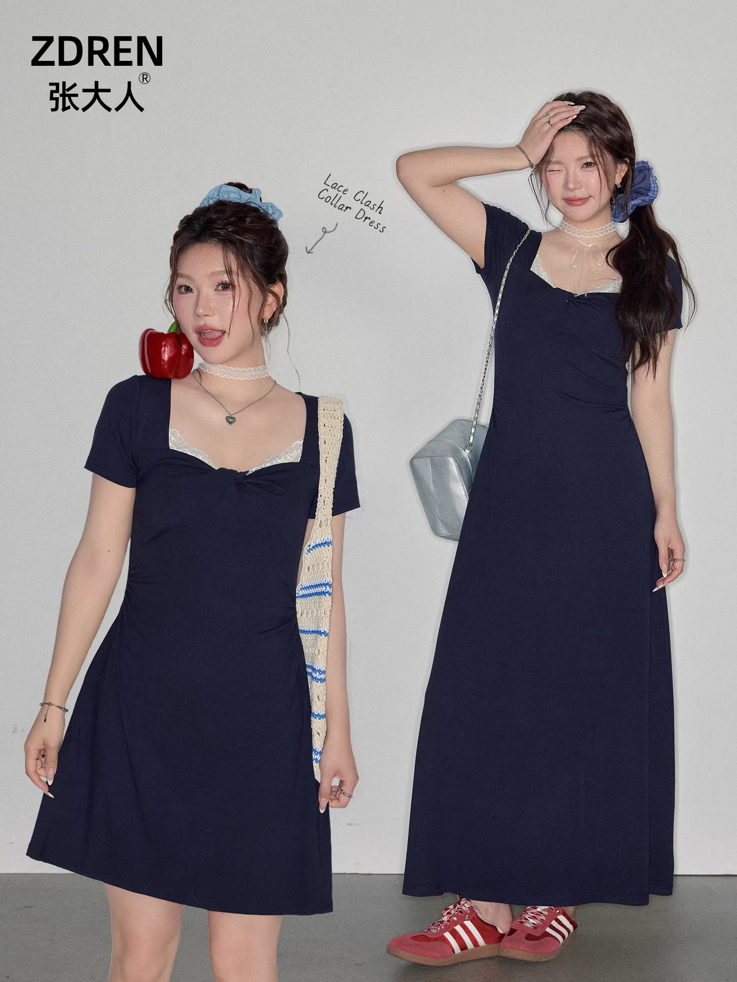 Quần áo nữ cỡ lớn dành cho người lớn, đầm kiểu Pháp tôn dáng dành cho phụ nữ hơi mũm mĩm, đầm mùa hè thoải mái mặc hàng ngày với eo được bó sát và chân váy chữ A.