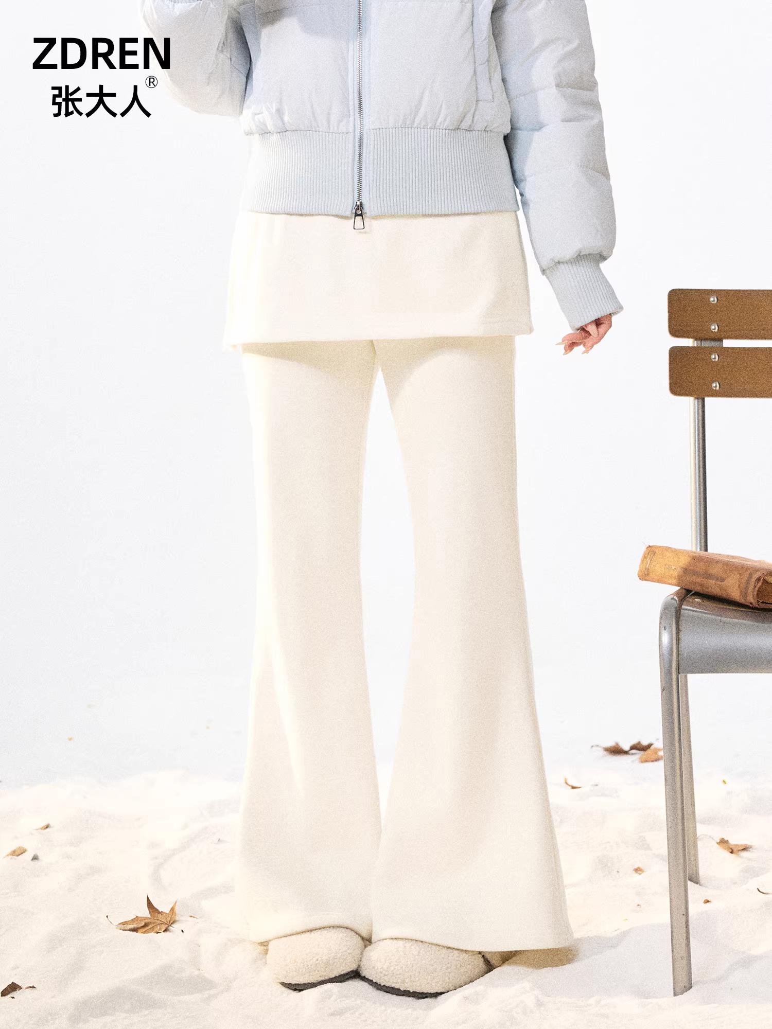 Quần áo nữ cỡ lớn mới của Zhang Daren dành cho những cô nàng mũm mĩm, kiểu dáng Hàn Quốc mùa đông giúp thon gọn, quần thường ngày màu trắng sữa khí chất.