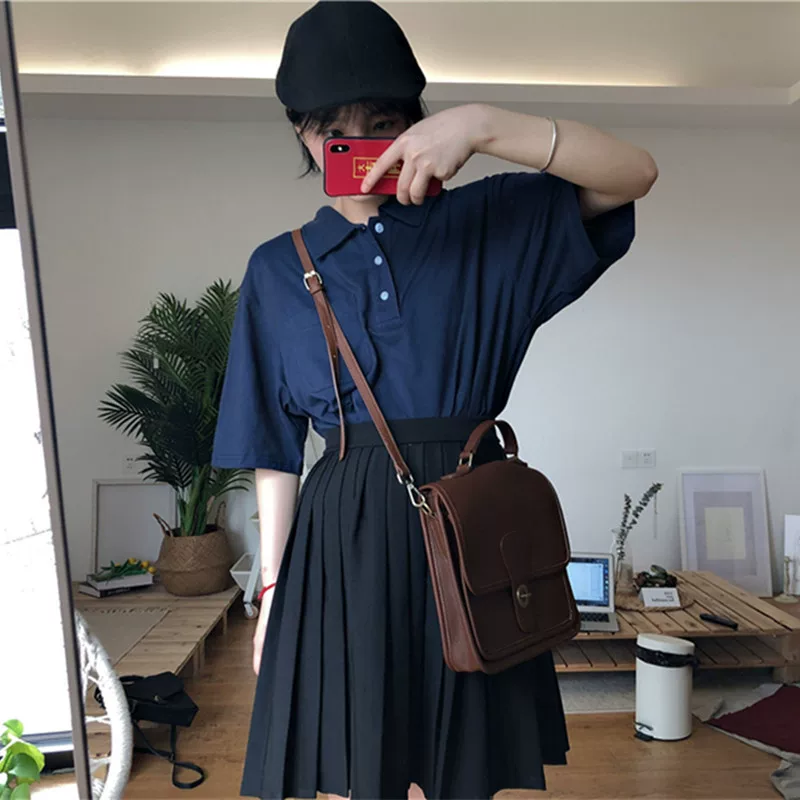 Váy xếp ly cỡ lớn dành cho nữ, váy đồng phục học sinh phong cách Hàn Quốc, váy chữ A chống lộ, váy nửa thân kiểu Nhật.