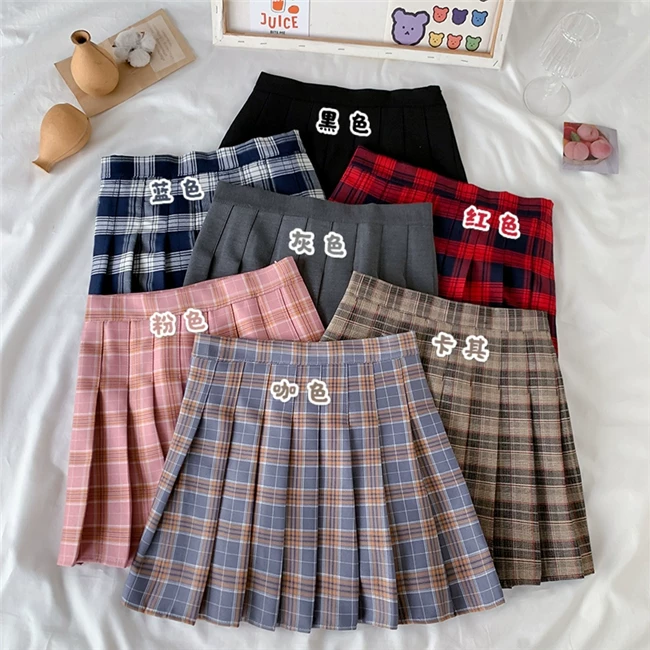 Váy xếp ly kẻ caro kiểu đồng phục JK cỡ lớn dành cho nữ, kiểu mới xuân hè 2023, dành cho người mập, cạp cao, dáng chữ A, ngắn