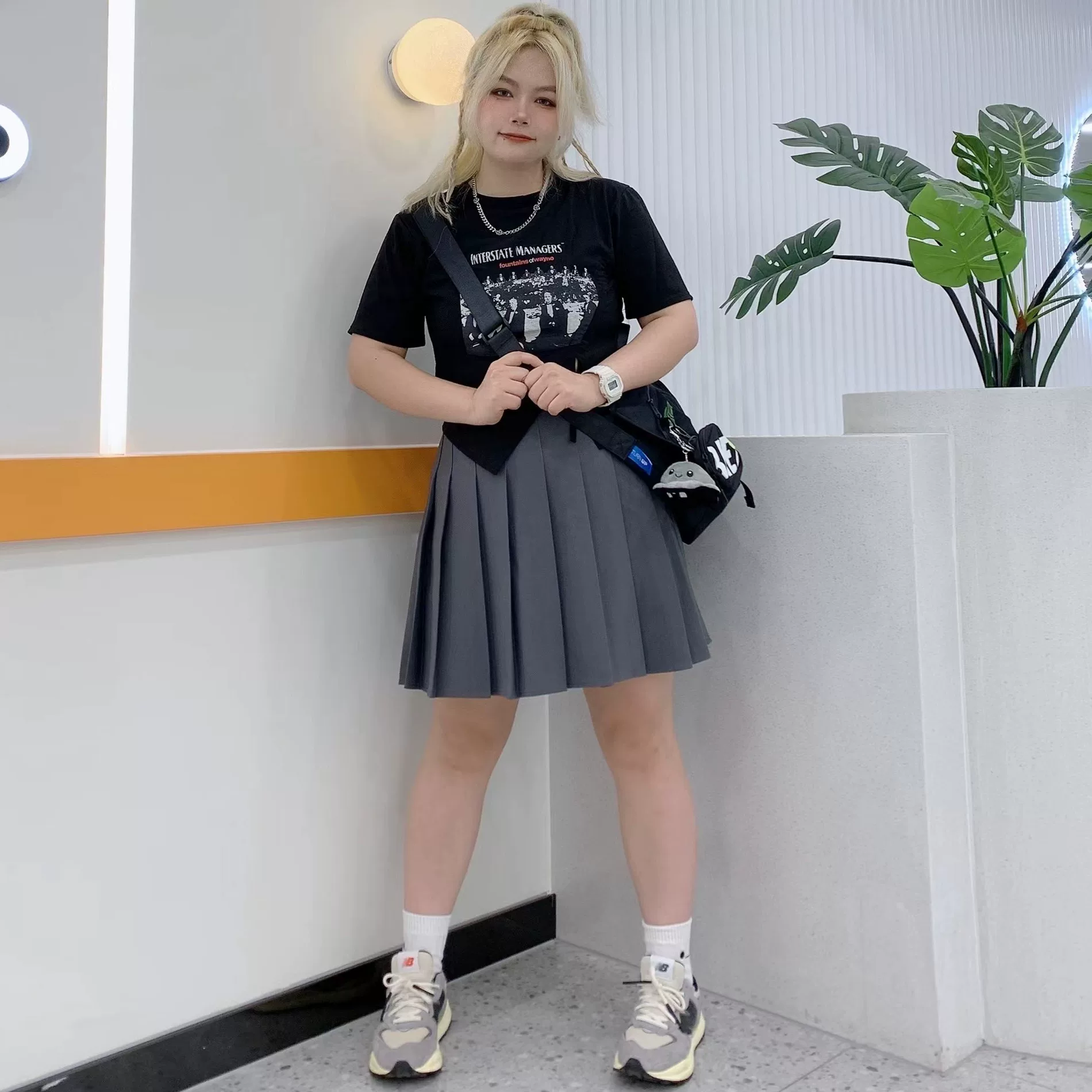 Váy xếp ly dài dành cho phụ nữ cao, váy dài vừa phải, lưng cao, tôn dáng, phong cách preppy, váy ngắn, chống lộ, váy kiểu chữ A.