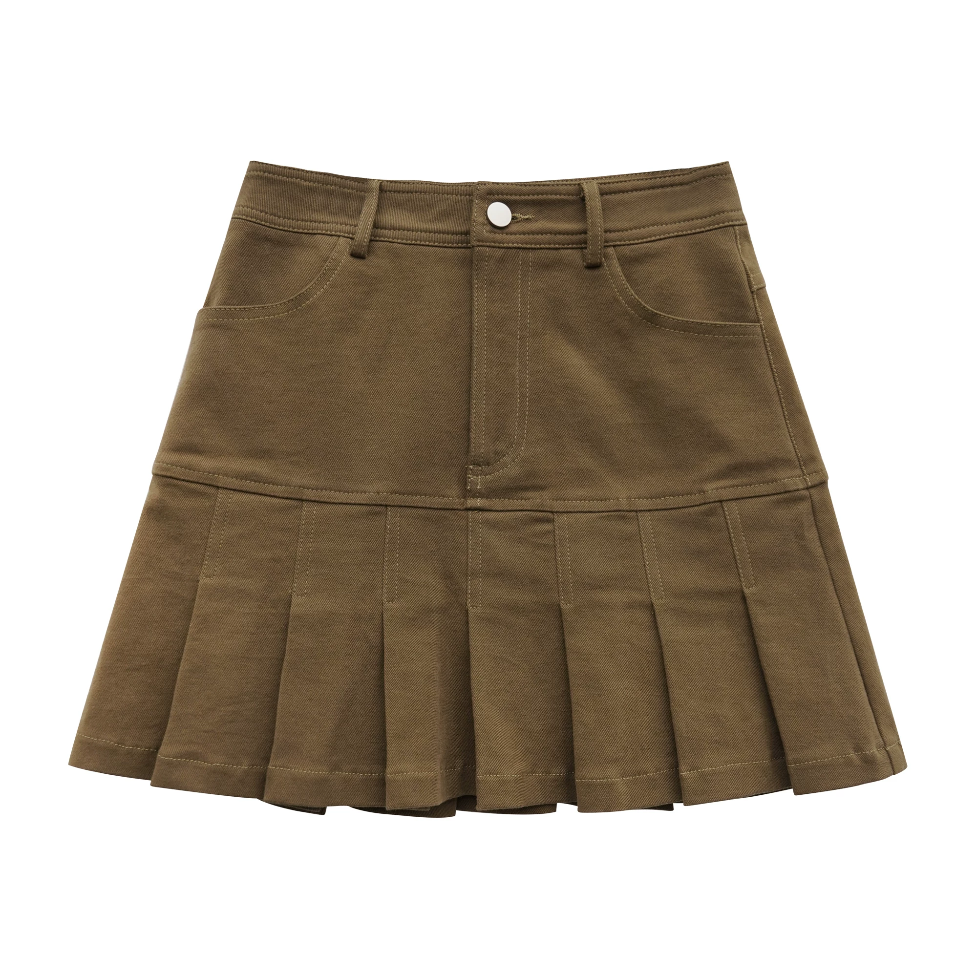 Váy xếp ly nữ mùa hè 2021 kiểu mới, size lớn, dành cho người mập, eo cao, tôn dáng, kiểu dáng cổ điển, dáng chữ A, ngắn