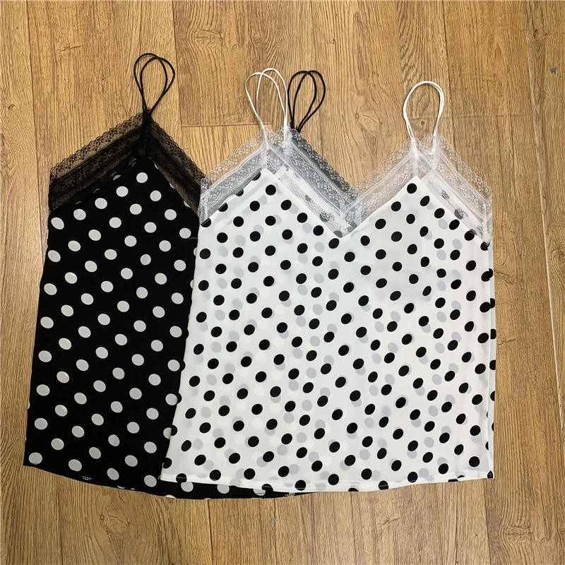 Áo yếm cỡ lớn dành cho nữ, mặc bên trong hoặc bên ngoài có chấm bi, áo sơ mi cổ chữ V viền ren 100kg