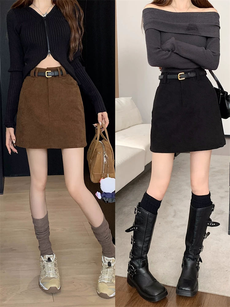 Váy nhung cao cấp dành cho nữ, mùa thu đông, váy chữ A cỡ lớn, váy đen nhỏ gợi cảm dành cho phụ nữ nhỏ nhắn, váy ngắn ôm hông.