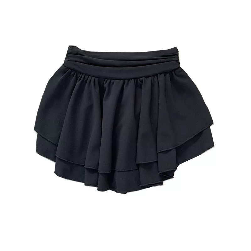 Váy xếp tầng xếp ly chữ A lưng cao bằng vải voan cỡ lớn mùa xuân hè 2023 váy phồng váy ngắn chống lộ váy nửa thân che hông