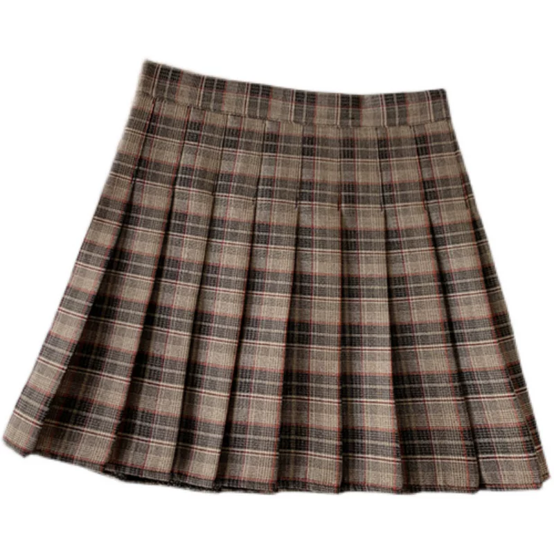 Váy xếp ly kẻ caro kiểu đồng phục JK cỡ lớn dành cho nữ, kiểu mới xuân hè 2023, dành cho người mập, cạp cao, dáng chữ A, ngắn