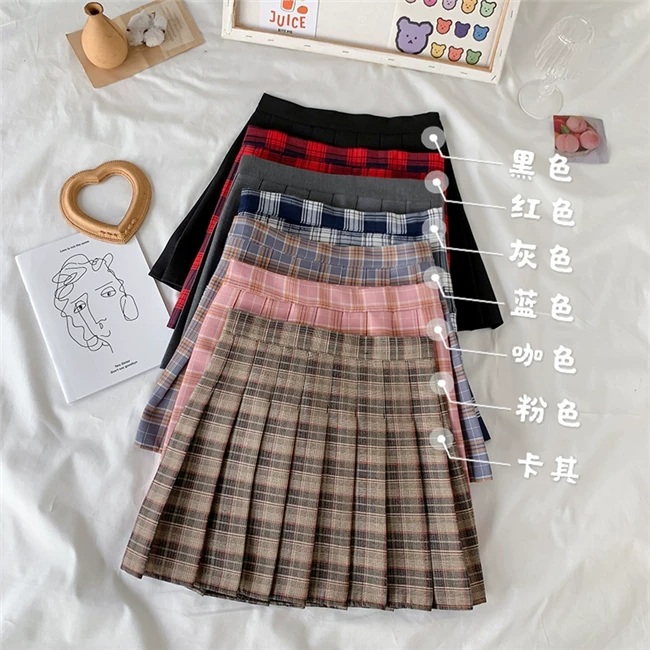 Váy xếp ly kẻ caro kiểu đồng phục JK cỡ lớn dành cho nữ, kiểu mới xuân hè 2023, dành cho người mập, cạp cao, dáng chữ A, ngắn