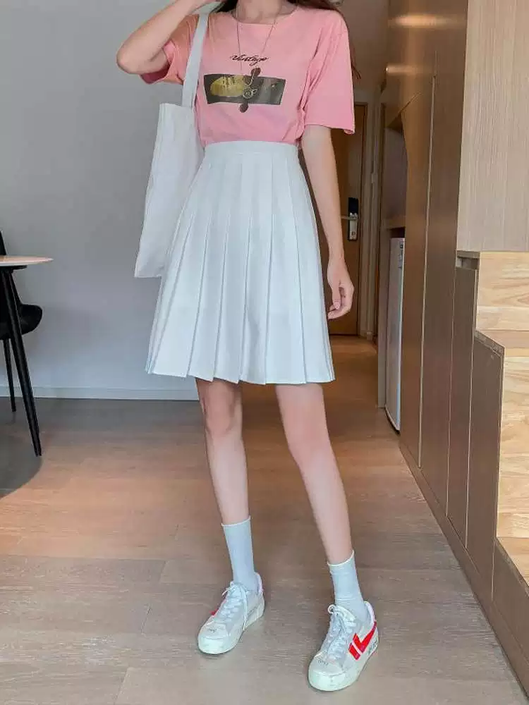 Váy dài dáng dài dành cho nữ, cỡ lớn mùa hè, lưng cao, thon gọn, dáng quả lê, váy midi, váy xếp ly chữ A màu xám.