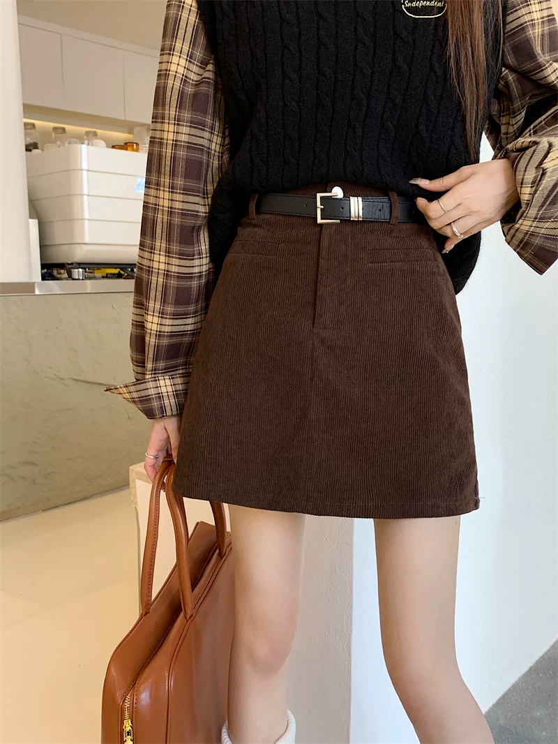 Váy nhung kiểu Mỹ cổ điển dành cho nữ, mùa thu, cỡ lớn, kiểu dáng thời trang, váy chữ A tôn dáng, cạp cao, ôm hông, váy bút chì ngắn.