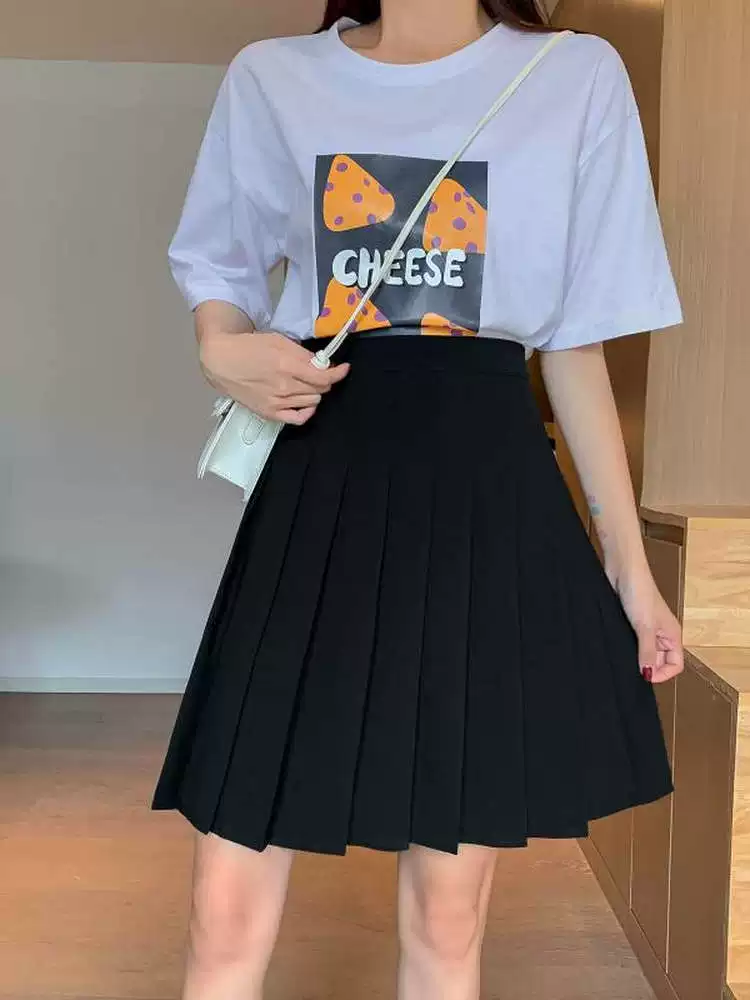 Váy dài dáng dài dành cho nữ, cỡ lớn mùa hè, lưng cao, thon gọn, dáng quả lê, váy midi, váy xếp ly chữ A màu xám.