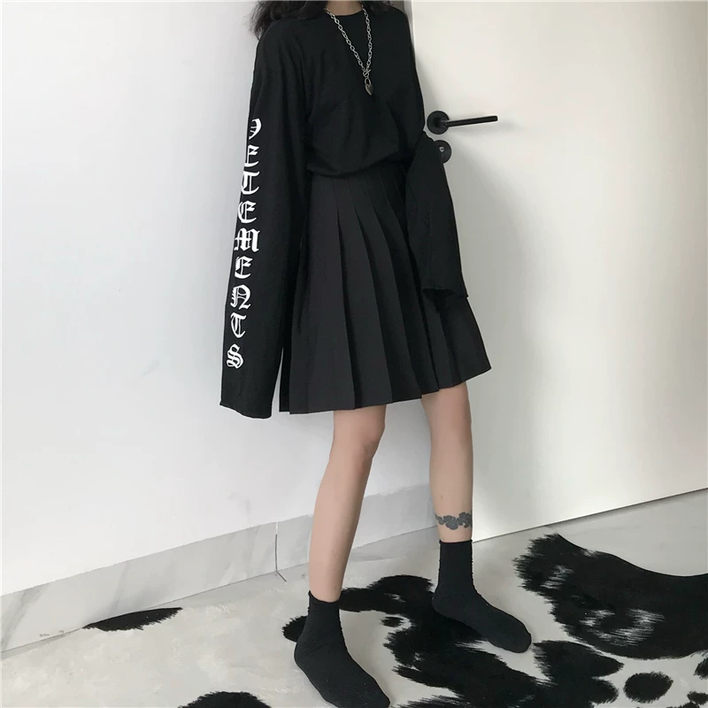 Váy xếp ly dài vừa phải cạp cao cỡ lớn kiểu Hàn Quốc váy nửa thân kiểu Nhật Bản váy ngắn quần kiểu học sinh Nhật Bản váy siêu hot