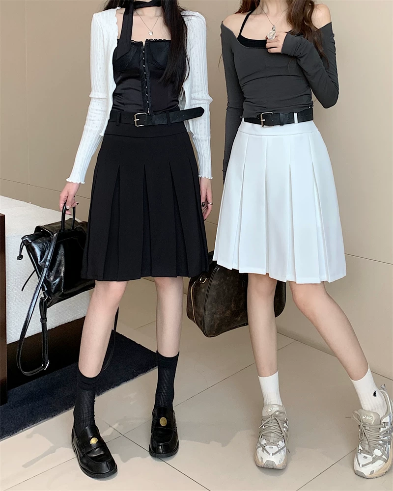 Váy xếp ly cao cấp cỡ lớn dành cho nữ, váy ngắn dáng chữ A cạp cao tôn dáng mùa xuân hè với thiết kế tinh tế, phong cách preppy.