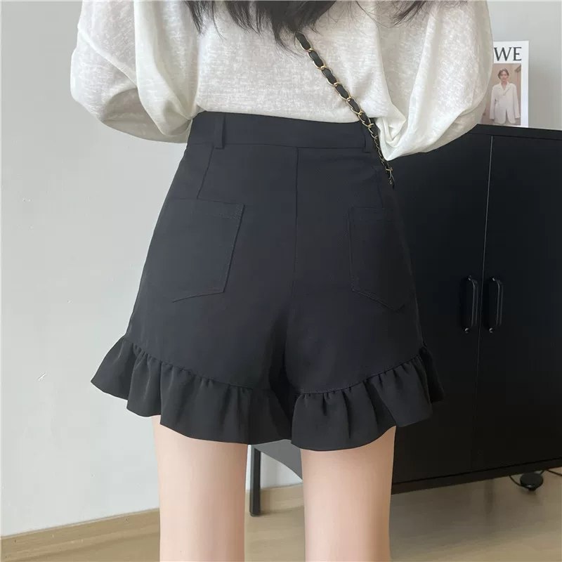 Quần short mỏng mùa hè dành cho nữ, phong cách Hàn Quốc, cỡ lớn, lưng cao, quần thường ngày nhỏ nhắn, dáng rộng, dáng suông, quần ống rộng chữ A.