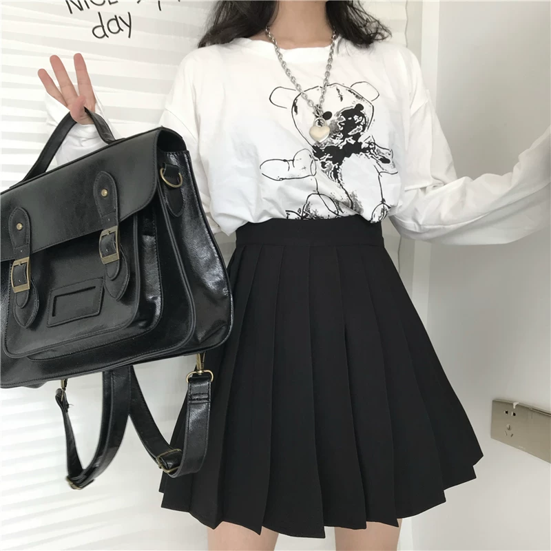 Váy xếp ly cạp cao cỡ lớn váy ngắn váy chữ A váy tutu dành cho học sinh quần chống lộ váy tennis