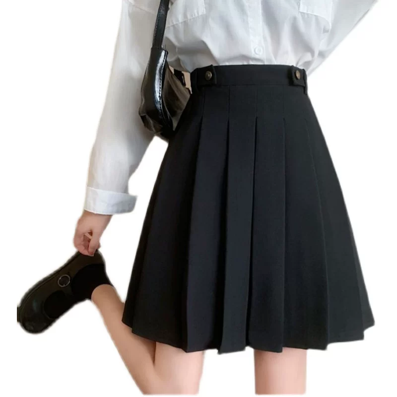 Váy xếp ly lưng cao dành cho nữ, mùa thu đông, cỡ lớn, váy ngắn chống lộ, váy dài vừa phải kiểu chữ A, váy phồng kiểu Pháp, váy nửa thân đa năng.