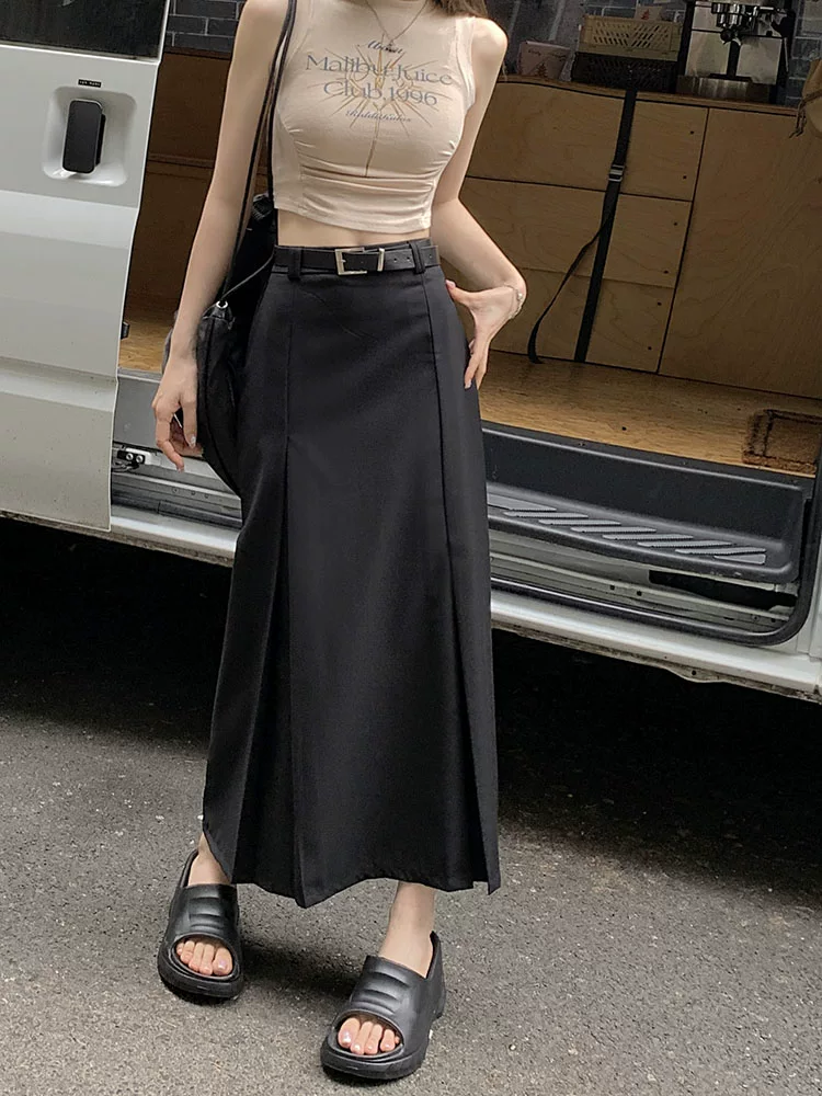 Váy vest xẻ tà màu xám cao cấp dành cho nữ, thiết kế thu gọn dáng người, kiểu dáng chữ A độc đáo, váy dài ôm hông phong cách retro.