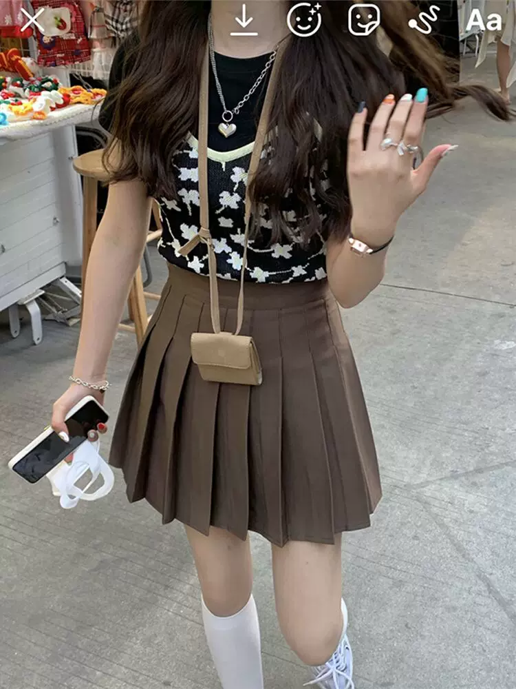 Váy xếp ly màu trắng cho nữ, váy đen mùa hè, váy chữ A cạp cao cỡ lớn, giúp thon gọn cho phụ nữ cỡ lớn, váy ngắn cho phụ nữ nhỏ nhắn.