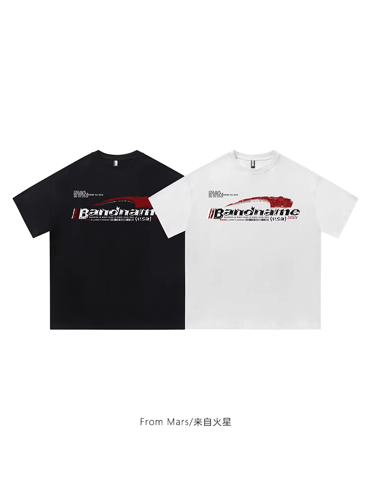 From Mars đã đăng ký biệt danh thương hiệu thời thượng áo thun cổ tròn in chữ tay ngắn dáng rộng đa năng cặp đôi BF