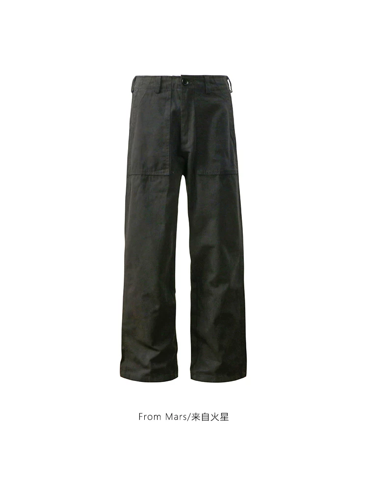 Từ Mars Irrelevant High Street Thiết kế màu trơn Quần ống đứng Unisex cá tính Quần rộng rãi đa năng thông thường