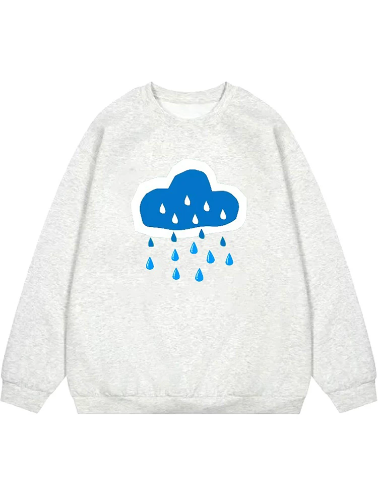 From Mars Blue Clouds Rain Thương hiệu thời thượng Thiết kế sáng tạo Ngày mưa In hình cổ tròn Áo thun dáng rộng dành cho cặp đôi