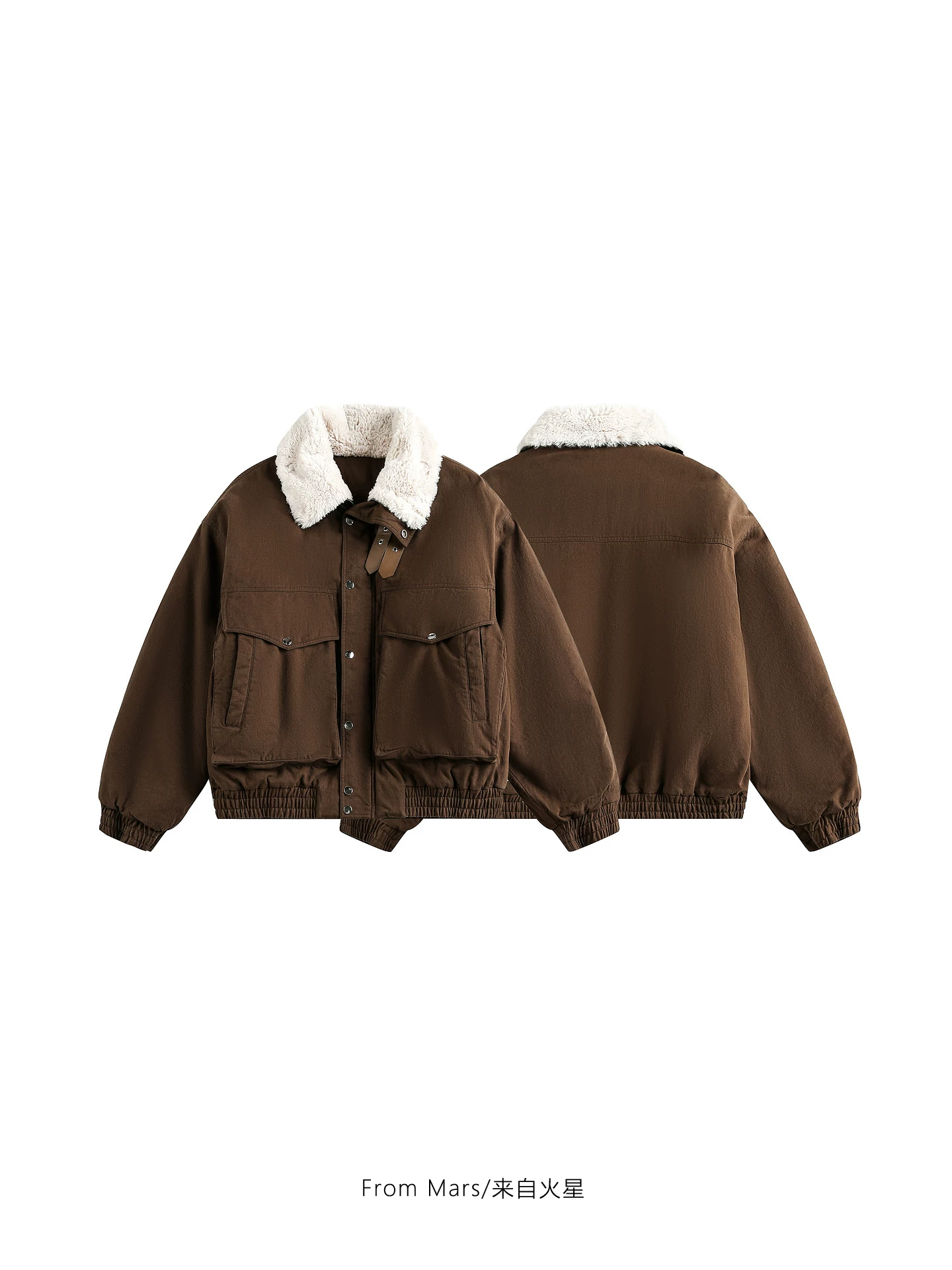 Áo khoác cotton dày mùa đông unisex có cổ lật, thiết kế túi lớn, dáng rộng, hoàn hảo cho xu hướng Instagram.