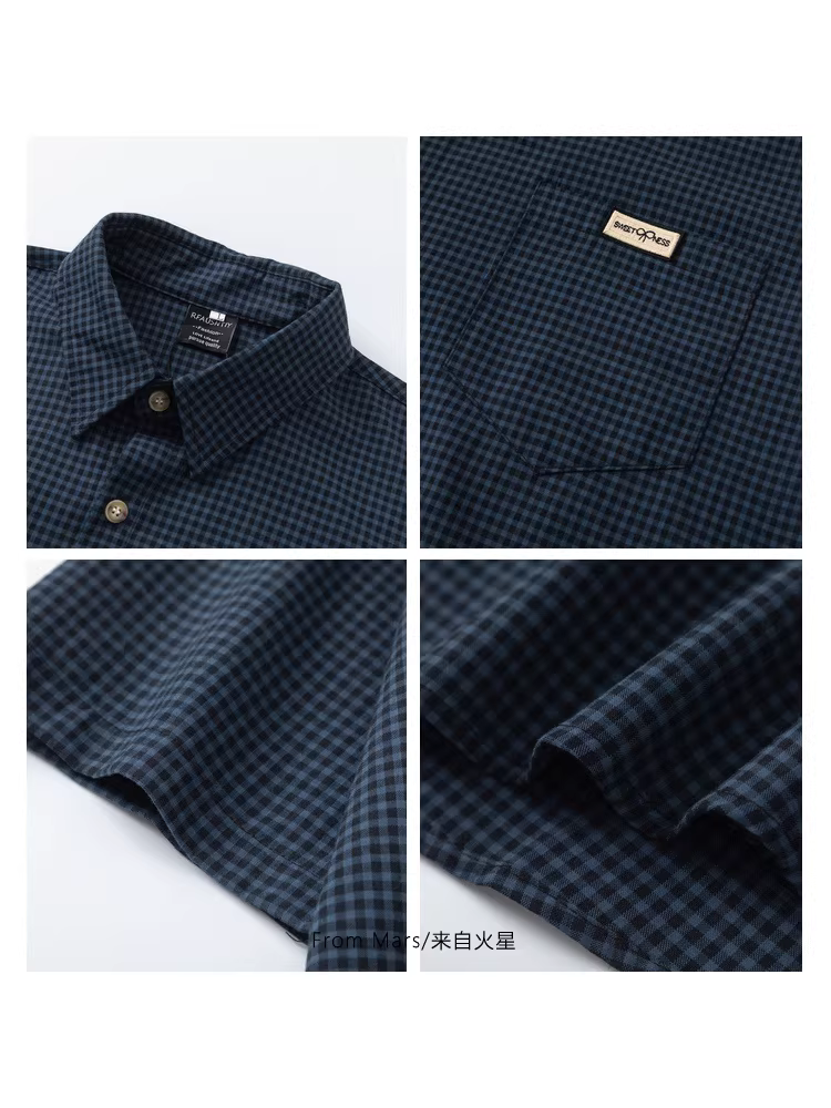 Từ sao Hỏa, áo sơ mi kẻ sọc phong cách cổ điển trưởng thành và ổn định, unisex, đa năng, thích hợp cho mùa hè, tay ngắn, hợp thời trang