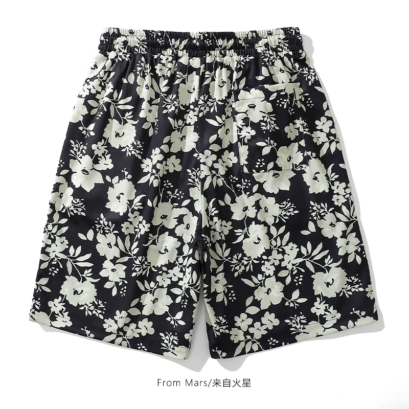 Quần short đi biển in họa tiết hoa phong cách Hawaii từ sao Hỏa, quần short retro đa năng, dáng rộng, phong cách độc đáo, hợp thời trang