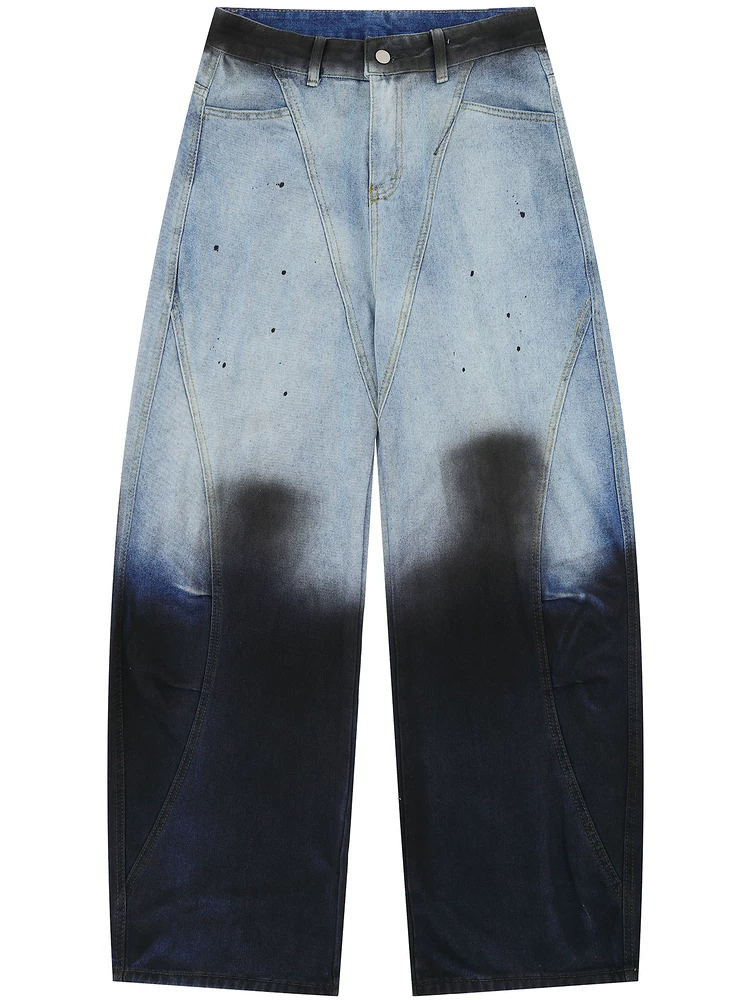 Từ sao Hỏa, thiết kế nhuộm màu gradient, quần denim dáng rộng phong cách hip-hop, kiểu dáng thời thượng