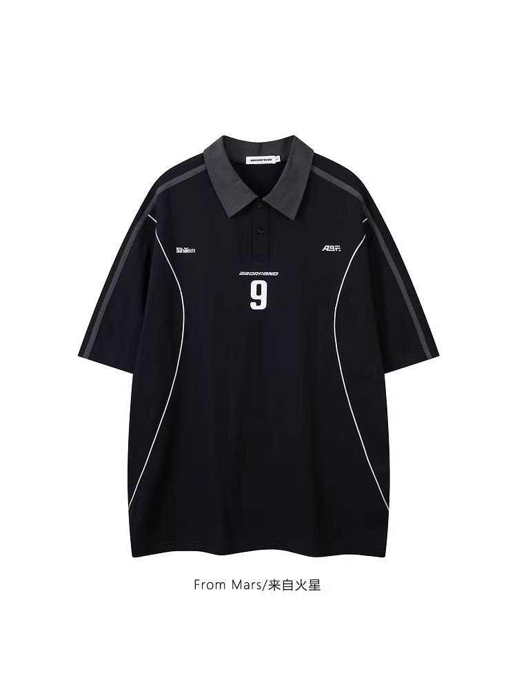 Từ sao Hỏa, khoảng cách vô tận, cá tính kiểu Nhật, phong cách đường phố, in chữ lười biếng, áo polo, giản dị và hợp thời trang.