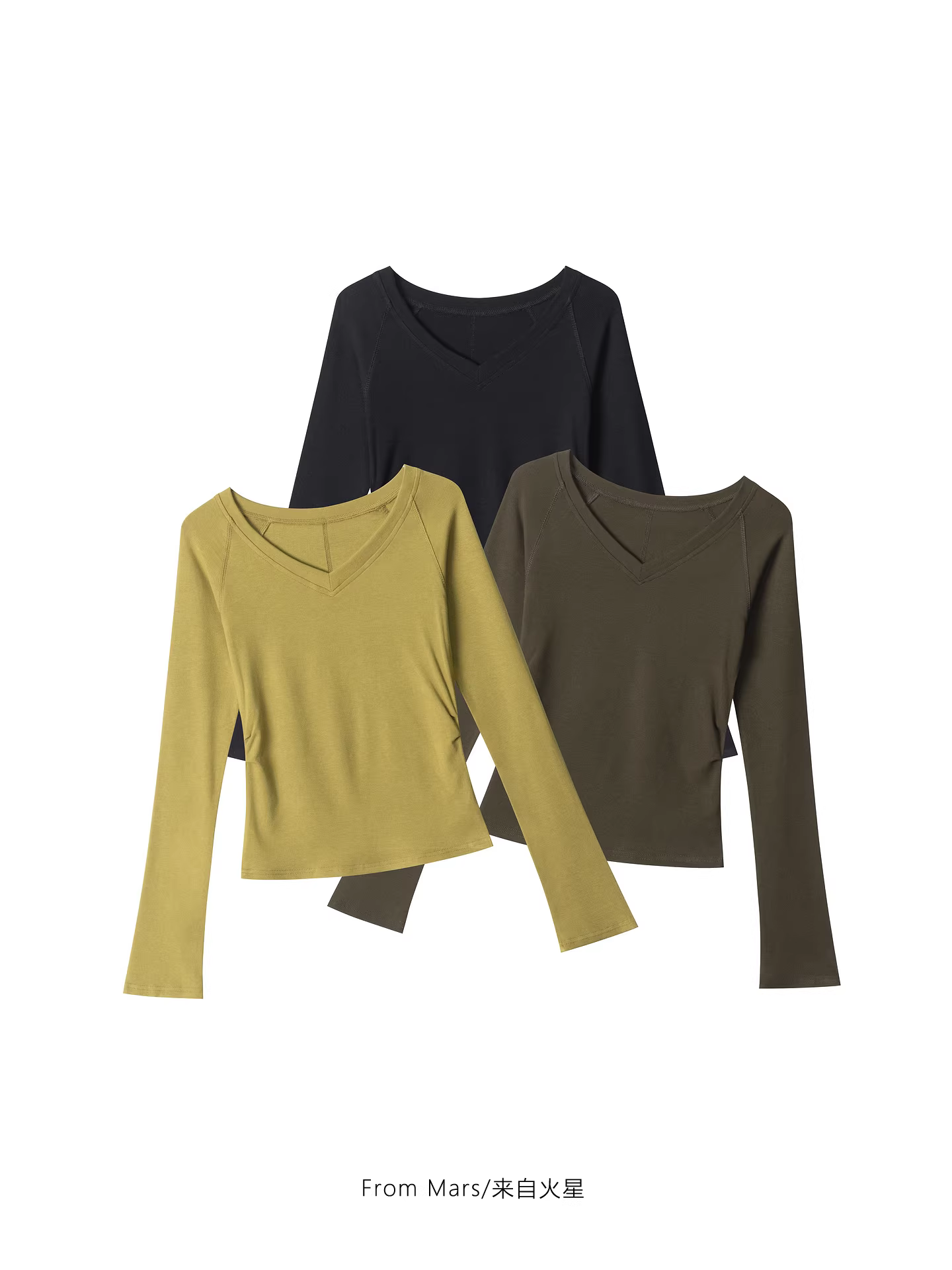 Từ Mars Wear Áo thun dài tay cổ chữ V Wuzhi