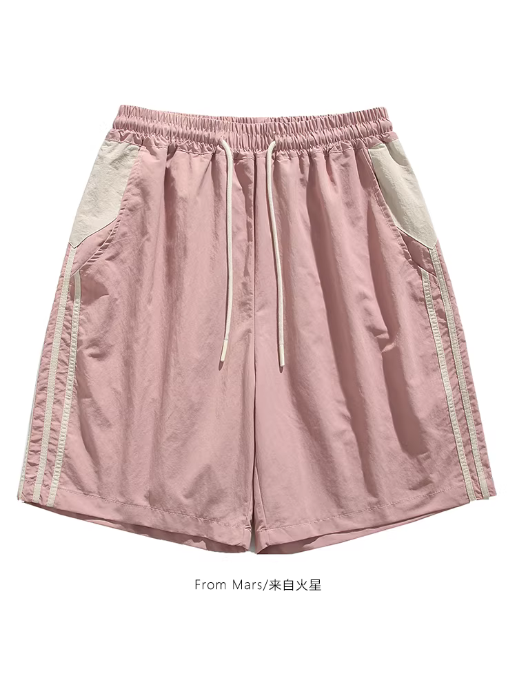 Từ sao Hỏa có lịch sử có thể truy tìm được, thiết kế hợp thời trang, quần short thể thao có dây rút màu sắc tương phản dành cho nam và nữ, quần short dáng rộng thông thường