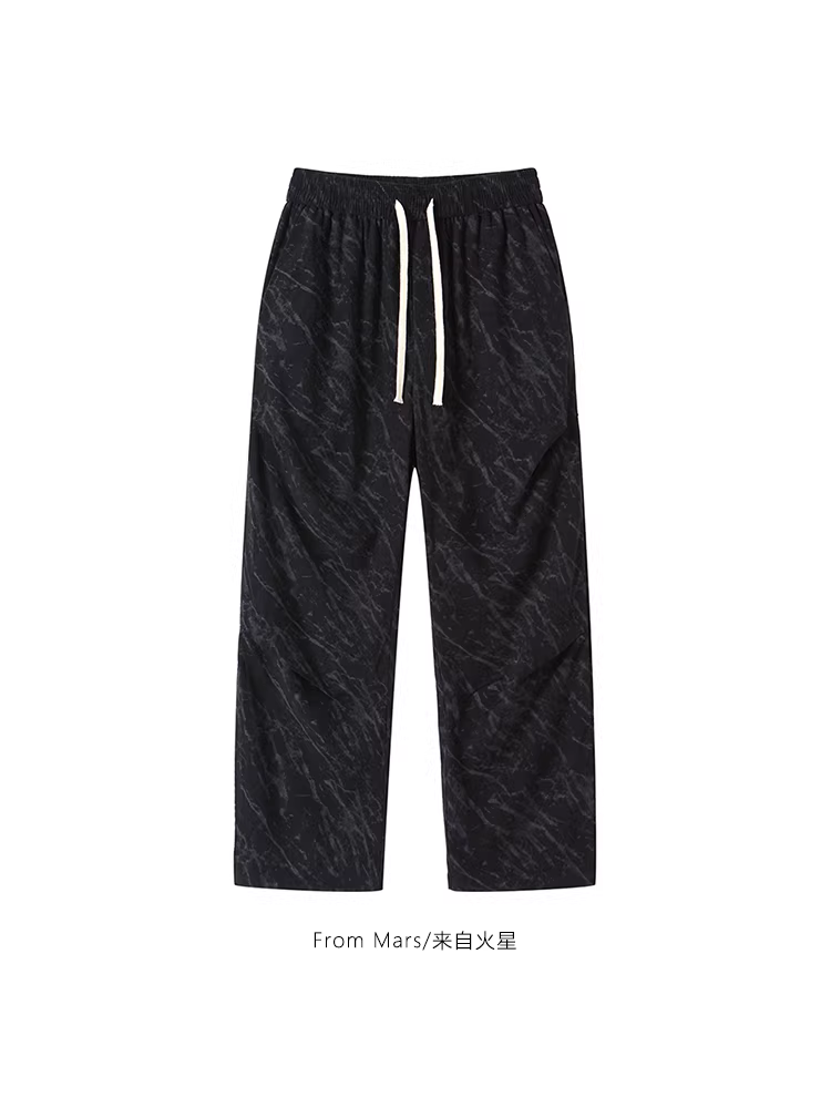 Từ sao Hỏa, nhiều quần vải nhung kẻ sọc thời trang có dây rút, quần ống rộng xếp ly, quần rộng rãi dành cho cặp đôi.