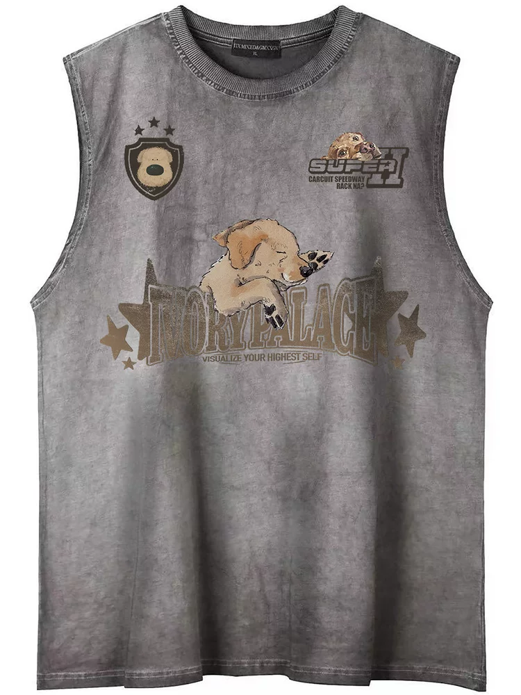 Từ Mars Golden Retriever Áo thể thao in họa tiết theo xu hướng quốc gia Unisex Áo thun không tay đa năng mùa hè rộng rãi