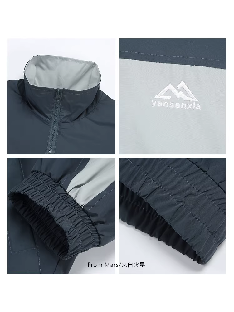 Từ sao Hỏa, hãy hoàn toàn hòa mình vào xu hướng quốc gia với chiếc áo khoác có khóa kéo cổ đứng phối màu chắp vá dành cho các cặp đôi này.