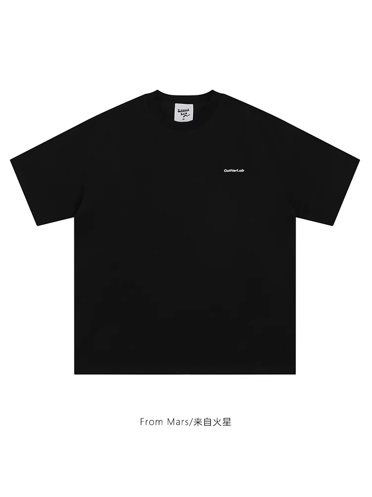 Từ sao Hỏa Vui lòng để lại một chỗ cho nó Áo thun ngắn tay màu trơn đơn giản, cổ tròn, kiểu dáng đơn giản, unisex, rộng rãi, đa năng