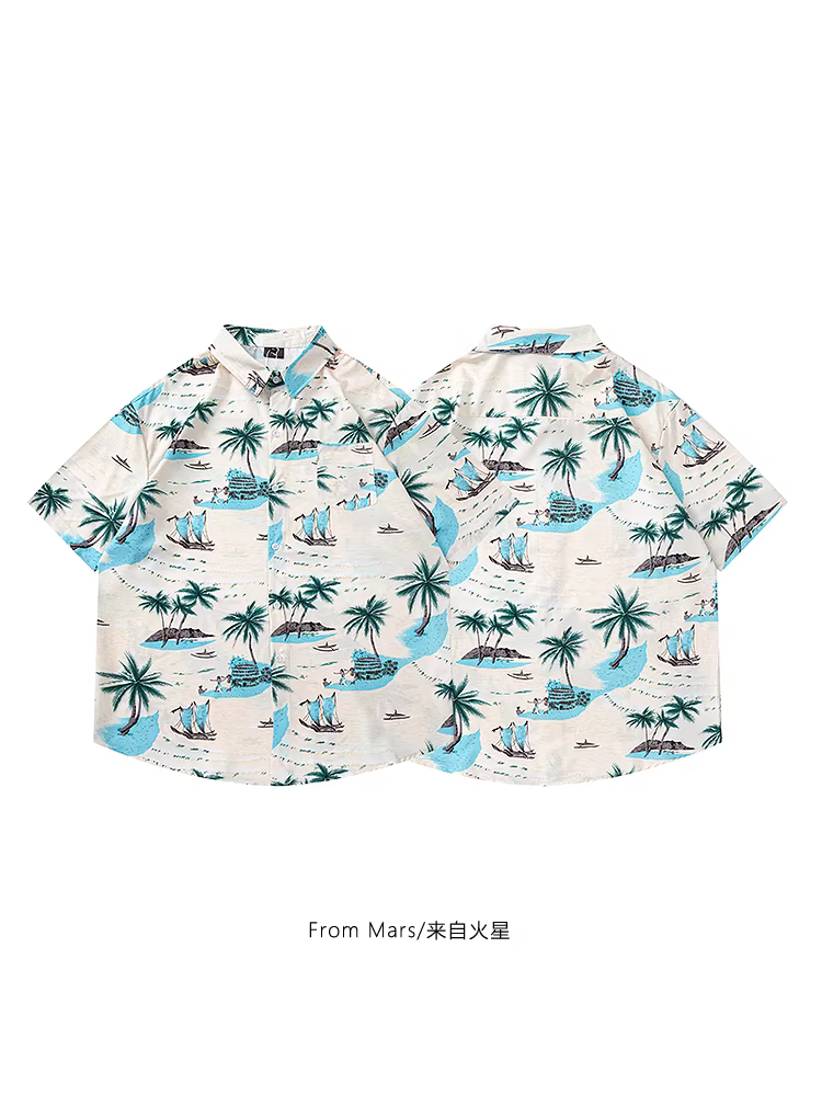 Từ sao Hỏa, biển lặng, bãi biển Hawaii, cây dừa, giản dị, lười biếng, áo sơ mi cá tính, xu hướng cặp đôi