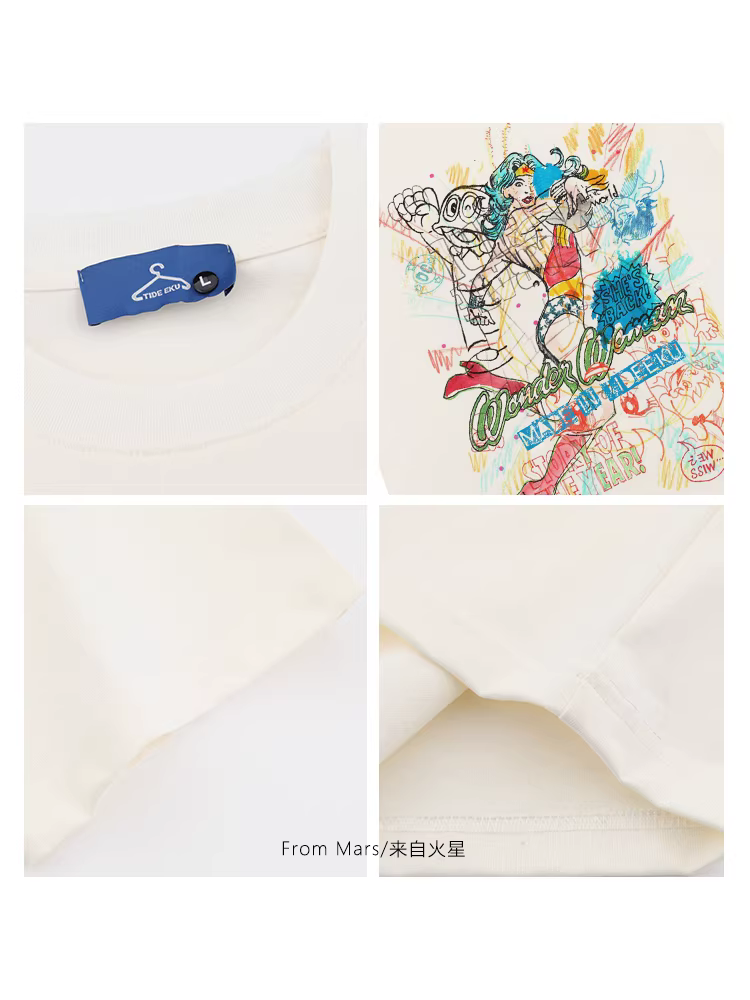 Áo thun ngắn tay in họa tiết graffiti phong cách retro Nhật Bản vẽ tay độc đáo dành cho nam và nữ mùa hè