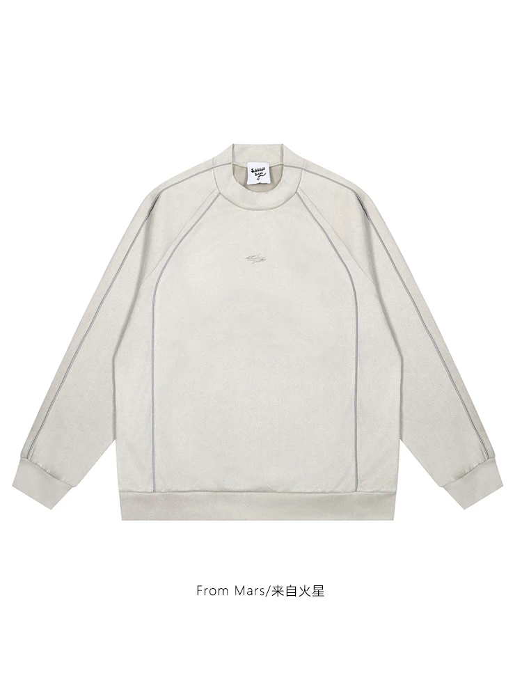 From Mars Fearless Forward Áo nỉ có dải phản quang theo phong cách Nhật Bản, kiểu dáng cổ điển, unisex, dáng rộng