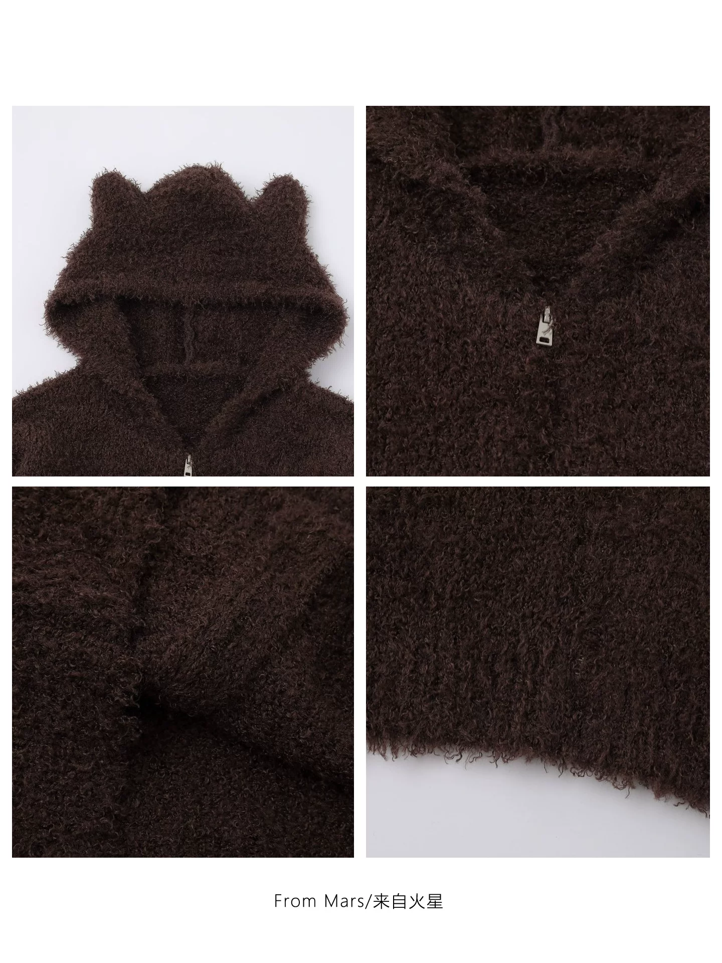 Áo khoác cardigan dáng rộng có mũ trùm đầu từ Mars Midnight Forest dành cho nam và nữ với phong cách lười biếng