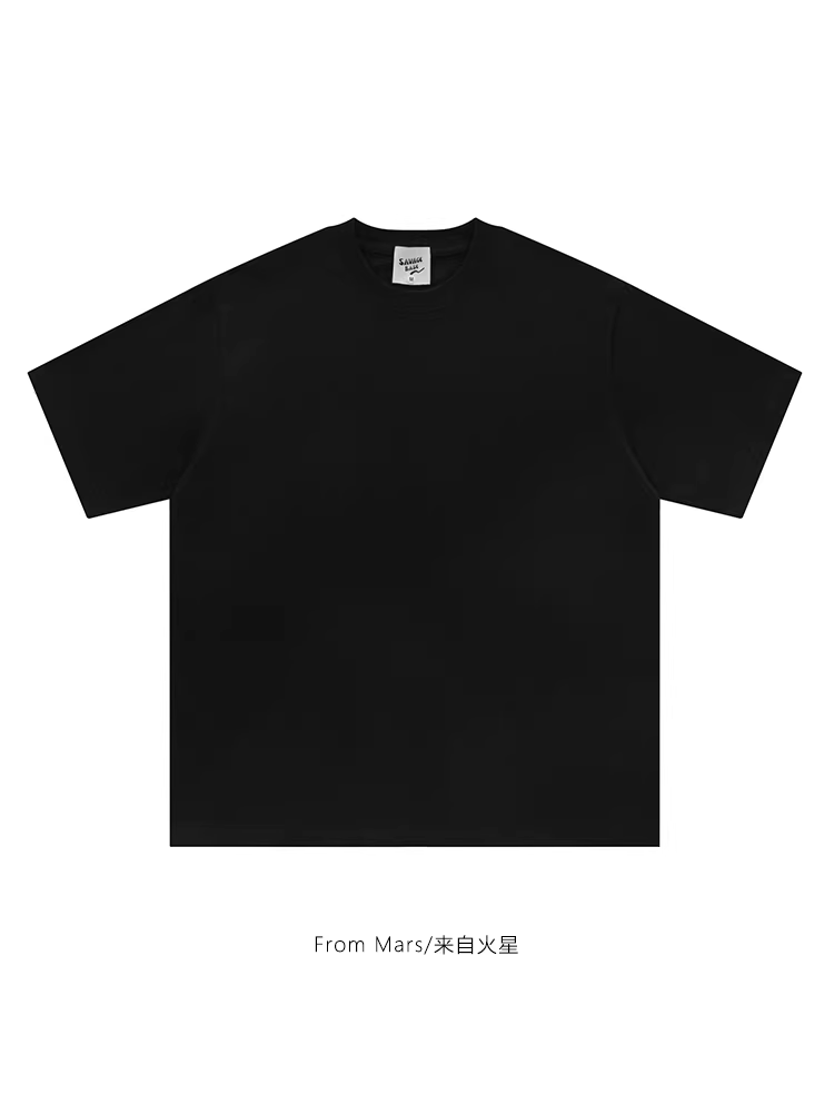 Từ sao Hỏa, sự đơn giản là điều quý giá nhất, áo thun ngắn tay màu trơn đơn giản theo phong cách retro, màu đất, rộng rãi và đa năng dành cho các cặp đôi.