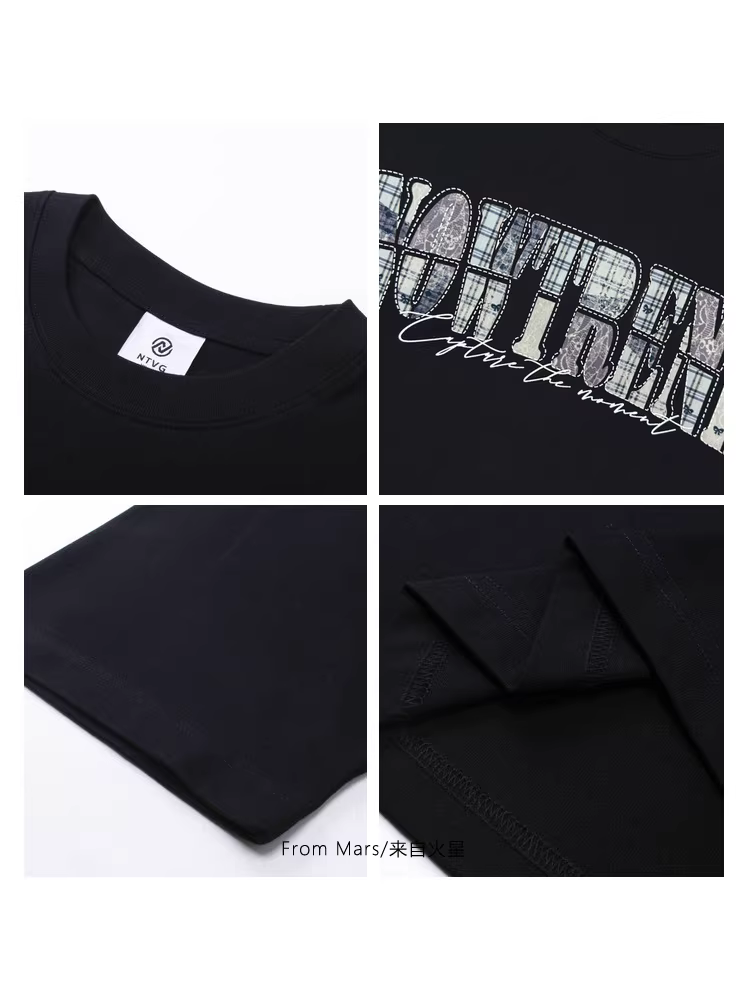 Từ sao Hỏa Thiết kế nguyên bản lịch sự và lịch sự In chữ Áo thun ngắn tay dáng rộng Unisex