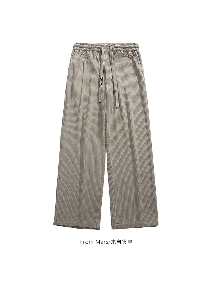 Từ sao Hỏa Quần ống rộng thẳng kiểu cổ điển phong cách Hồng Kông không thể tả được, màu trơn, đa năng, dáng rộng, thoải mái dành cho nam và nữ