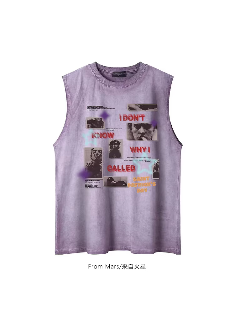 Từ sao Hỏa, hãy cho biết tại sao? Phong cách đường phố Mỹ, hip-hop cá tính, dáng rộng, áo ba lỗ cổ điển không tay cho mùa hè, phong cách BF.