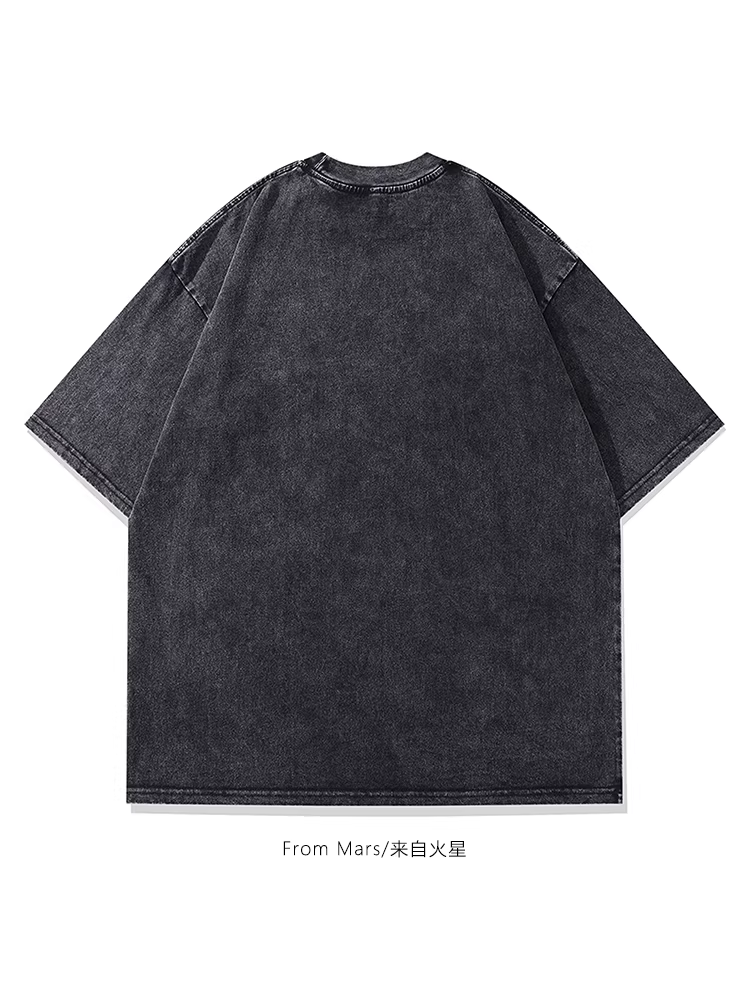 Từ sao Hỏa, bầu không khí nghệ thuật phong phú, áo thun ngắn tay in họa tiết hip-hop cổ điển phong cách đường phố dành cho mùa hè.