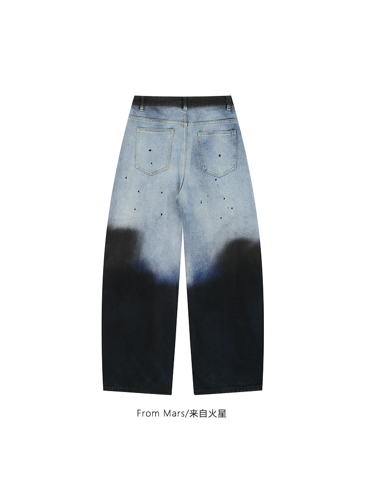 Từ sao Hỏa, thiết kế nhuộm màu gradient, quần denim dáng rộng phong cách hip-hop, kiểu dáng thời thượng