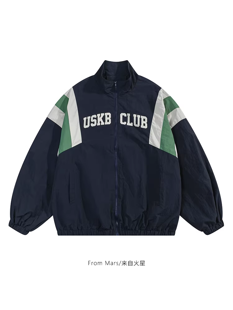 Từ Mars Áo khoác cổ đứng năng động, dáng rộng, phong cách giản dị