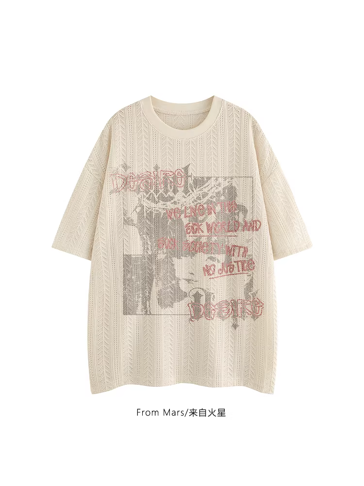 Từ sao Hỏa Thời gian trôi qua mà không chờ đợi bạn Nghệ sĩ mùa hè vẽ tay họa tiết thiết kế độc đáo áo ngắn tay cặp đôi hợp thời trang