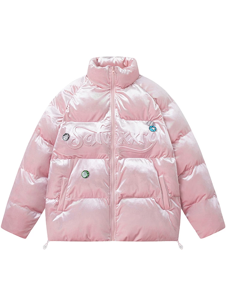 Từ sao Hỏa sẽ đi cùng bạn trong mùa đông. Áo khoác cotton đa năng, màu trơn, cổ đứng, phong cách Mỹ, hợp thời trang dành cho nam và nữ.