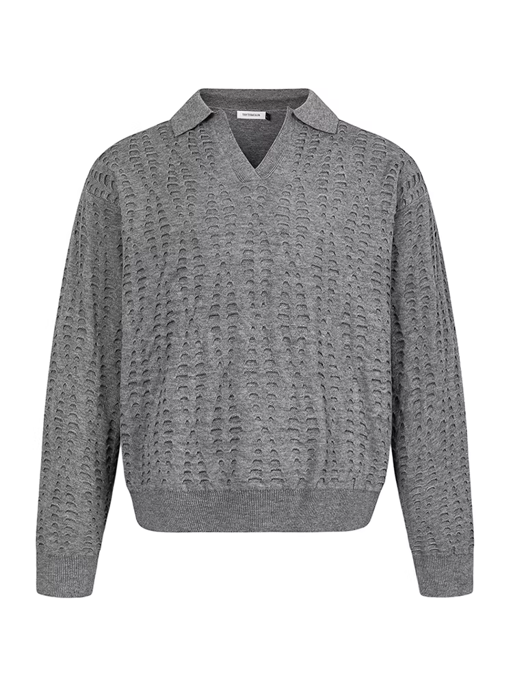 Từ sao Hỏa đến nơi đúng hẹn, thiết kế rách theo phong cách Mỹ, áo len dệt kim dáng rộng cổ điển đa năng màu trơn.