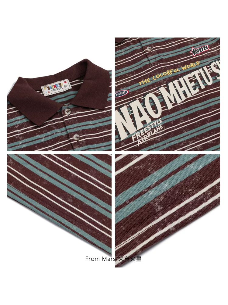 Từ Mars yêu cầu chất lượng phải đáp ứng tiêu chuẩn của áo polo sọc cổ điển Nhật Bản với áo thun ngắn tay in họa tiết phong cách đại học.
